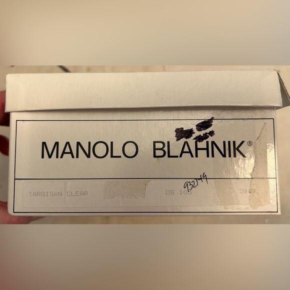 Manolo Blahnik Targisan Clear/Metallic Pink Sandals - Picture 2 of 5